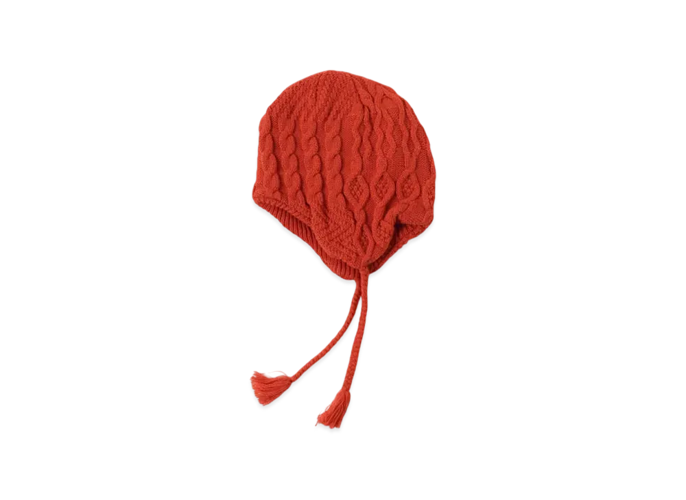 BEAMS Mixed Alan Knit Earflap Watch Cap "Orange"