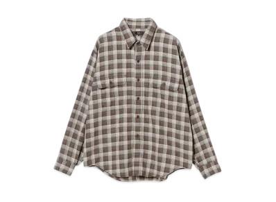 BEAMS Herringbone Check Work Shirt "Brown"