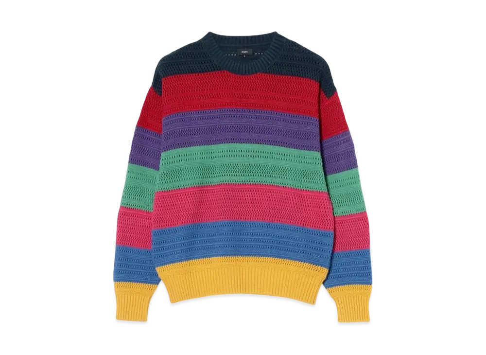 BEAMS Multi-Border Mesh Knit "Yellow/Blue/Pink"