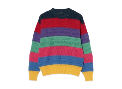 BEAMS Multi-Border Mesh Knit "Yellow/Blue/Pink"