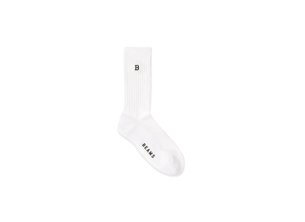 BEAMS B Patch Logo Socks "White"