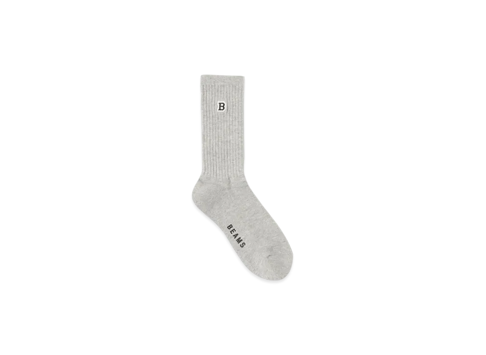 BEAMS B Patch Logo Socks "Gray"