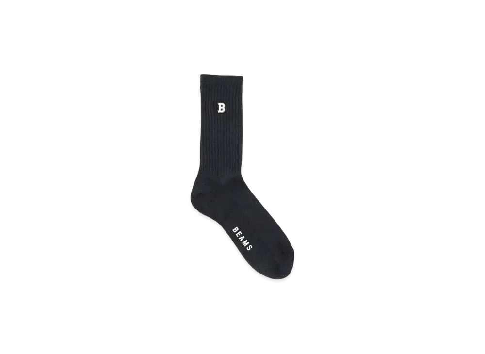 BEAMS B Patch Logo Socks "Navy"
