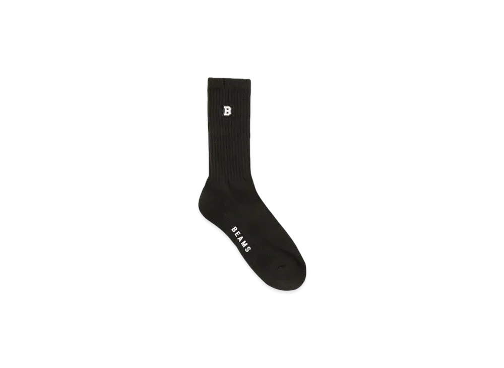 BEAMS B Patch Logo Socks "Black"