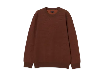 BEAMS 12 Gauge Waffle Crew Neck Knit "Brown"