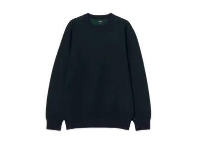 BEAMS 12 Gauge Waffle Crew Neck Knit "Navy"