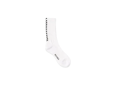 BEAMS Check Line Socks "White"