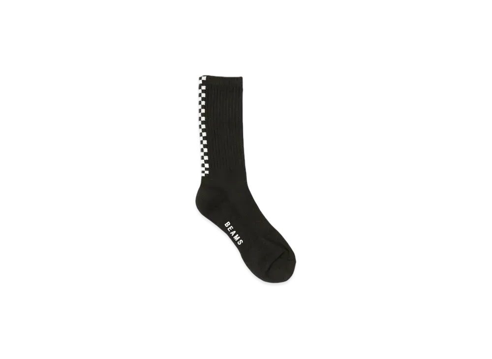 BEAMS Check Line Socks "Black"
