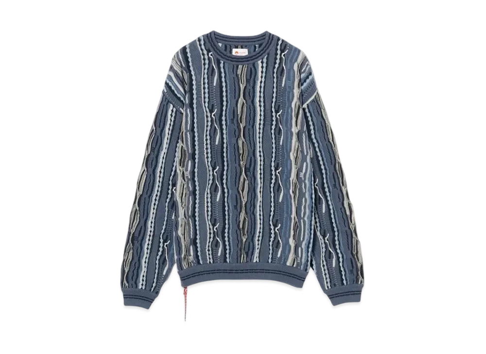 BEAMS 3D Multi Crew Neck Knit "Navy"