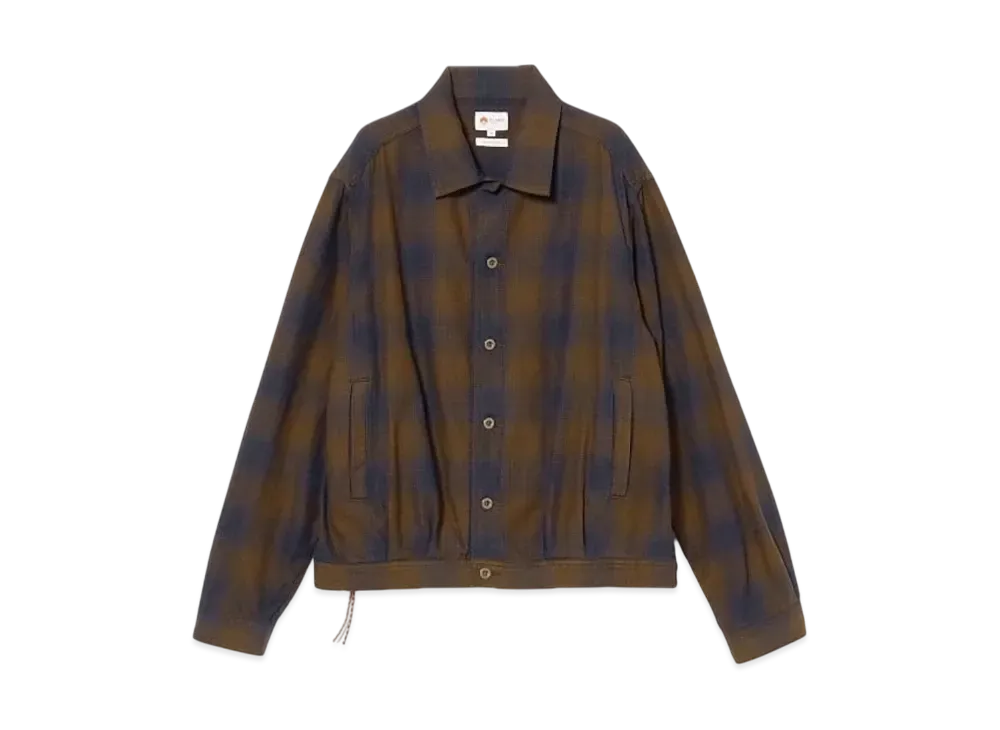 BEAMS Indigo Ombre Check Blouson "Brown"