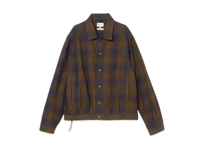 BEAMS Indigo Ombre Check Blouson "Brown"