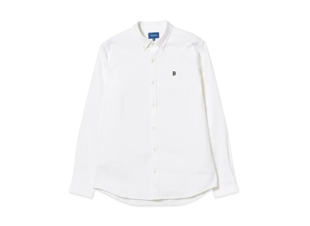 BEAMS Stretch Oxford One Point Button Down Shirt "White"