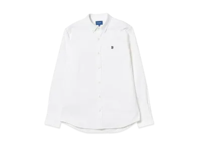 BEAMS Stretch Oxford One Point Button Down Shirt "White"