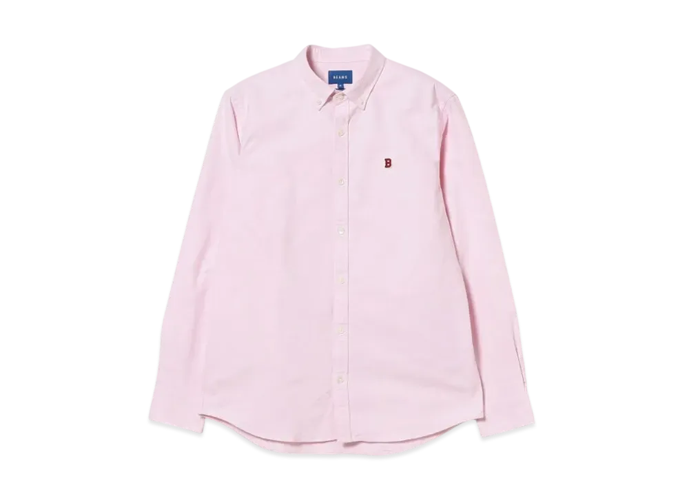 BEAMS Stretch Oxford One Point Button Down Shirt "Pink"