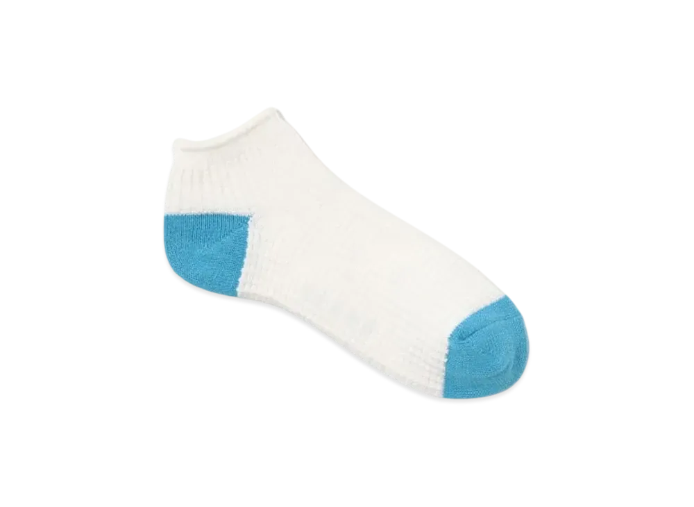BEAMS 2-Tone Waffle Ankle Socks "White"