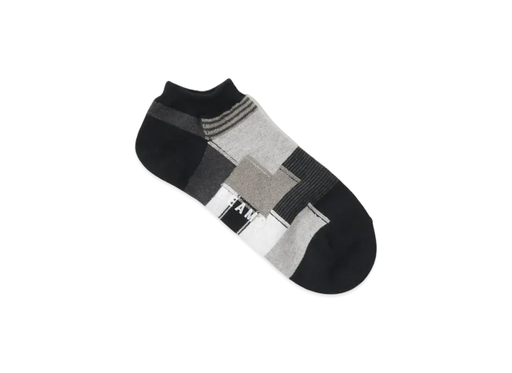 BEAMS Patchwork Ankle Socks "Black"