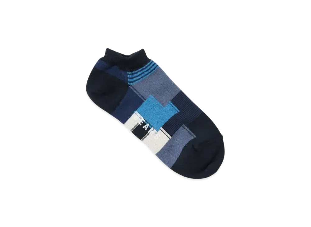 BEAMS Patchwork Ankle Socks "Navy"