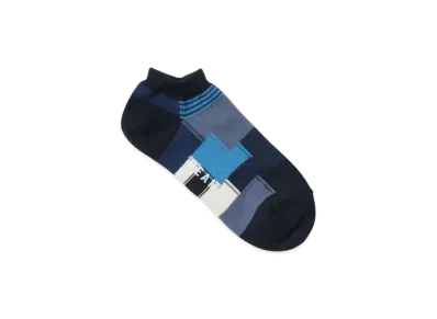 BEAMS Patchwork Ankle Socks "Navy"