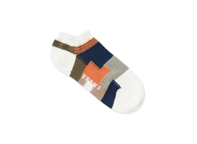 BEAMS Patchwork Ankle Socks "White"