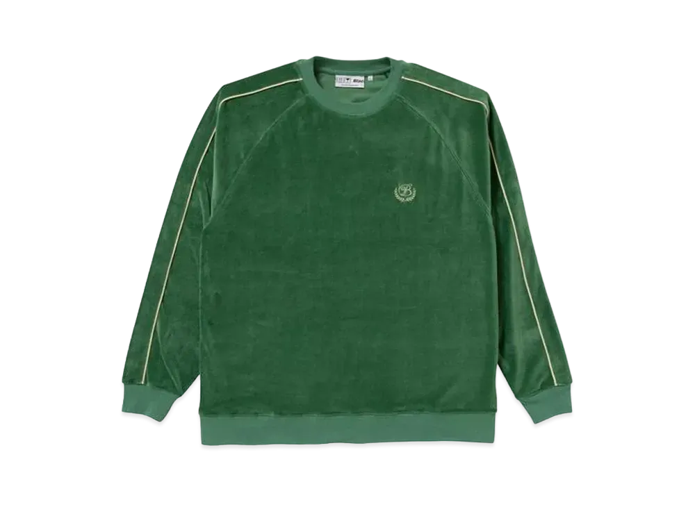 BlackEyePatch B EMBLEM PIPING VELOUR CREW "Green"