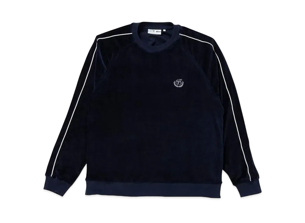 BlackEyePatch B EMBLEM PIPING VELOUR CREW "Navy"