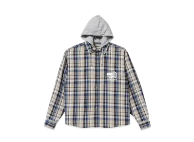 BlackEyePatch HOODED FLANNEL SHIRT "Navy/Sand"