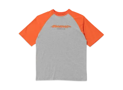 BlackEyePatch BEEZ-EYE-P SCRIPT LOGO RAGLAN TEE "Orange/H.Gray"