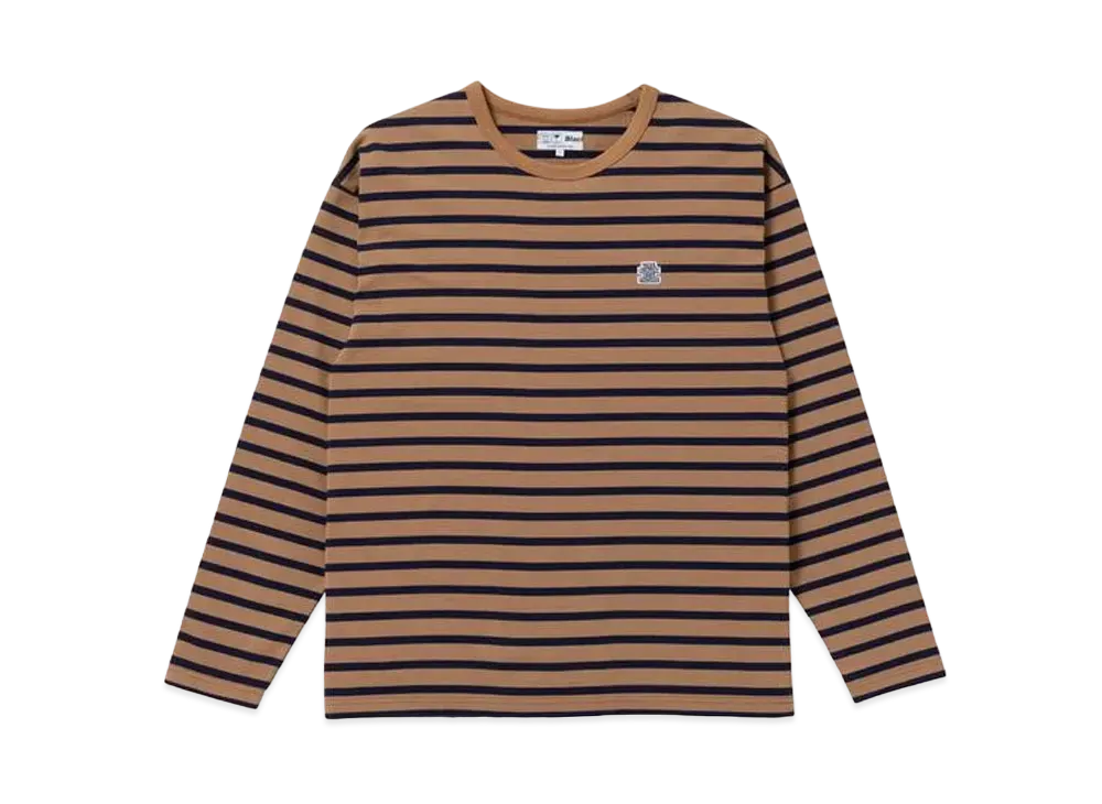 BlackEyePatch OG LABEL BORDERED L/S TEE "Brown/Navy"