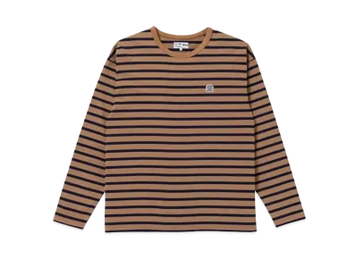 BlackEyePatch OG LABEL BORDERED L/S TEE "Brown/Navy"