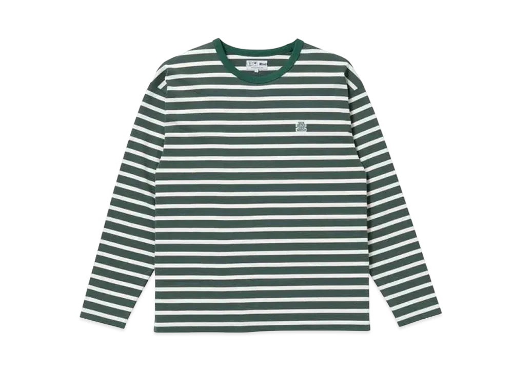 BlackEyePatch OG LABEL BORDERED L/S TEE "Green/White"