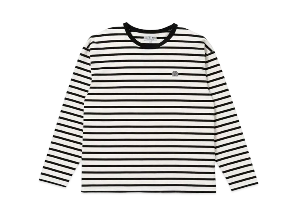 BlackEyePatch OG LABEL BORDERED L/S TEE "Black/White"