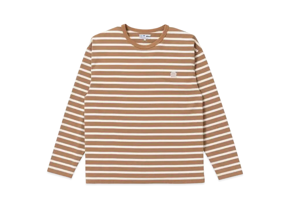 BlackEyePatch OG LABEL BORDERED L/S TEE "Brown/Cream"