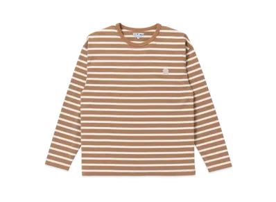 BlackEyePatch OG LABEL BORDERED L/S TEE "Brown/Cream"