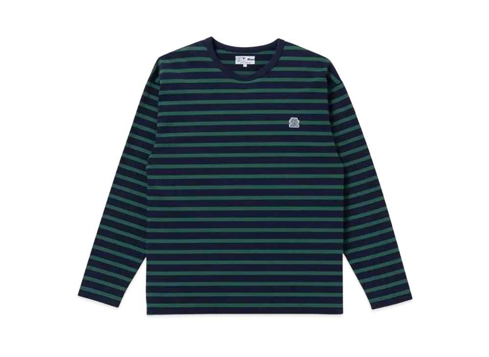 BlackEyePatch OG LABEL BORDERED L/S TEE "Navy/Green"