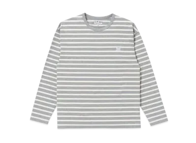 BlackEyePatch OG LABEL BORDERED L/S TEE "H.Gray/Cream"