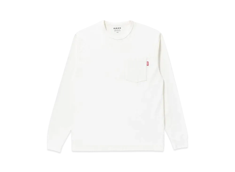 BlackEyePatch HANDLE WITH CARE POCKET L/S TEE "White"