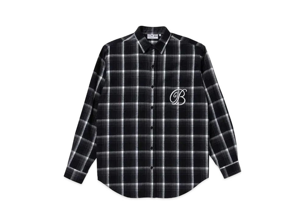 BlackEyePatch B EMBLEM FLANNEL SHIRT "Dark Charcoal"