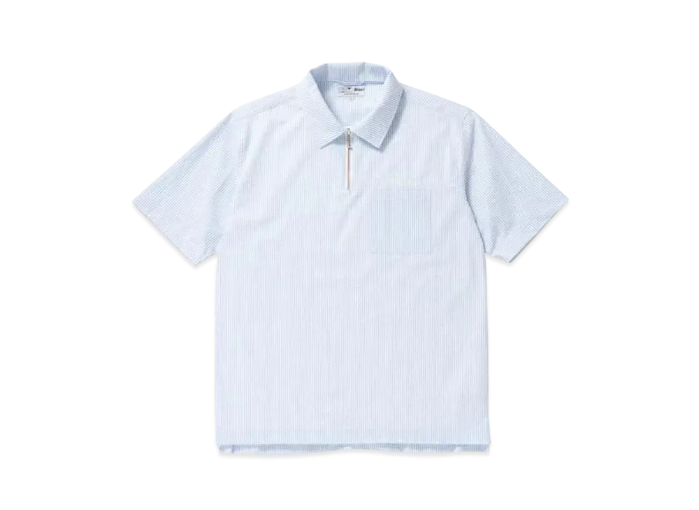 BlackEyePatch SEERSUCKER HALF ZIP SHIRT "Sax"