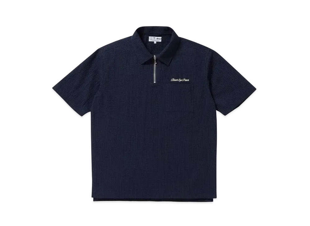 BlackEyePatch SEERSUCKER HALF ZIP SHIRT "Navy"