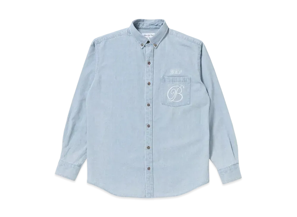 BlackEyePatch B EMBLEM DENIM SHIRT "Washed Blue"