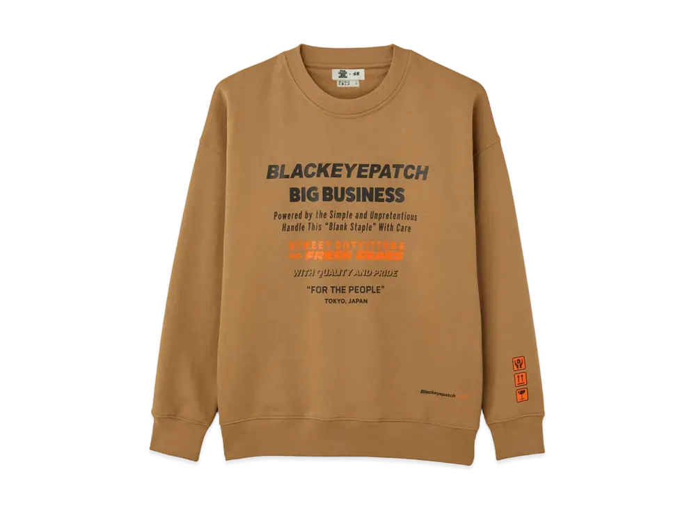 BlackEyePatch x H&M HANDLE WITH CARE COLLECTION SWEAT SHIRT "Brown"