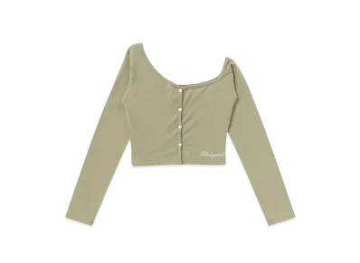 Blackeyepatch Script Logo Asymmetric Cardigan "Khaki"