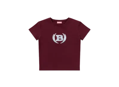Blackeyepatch Iced Out Winged Emblem Baby Tee "Burgundy"