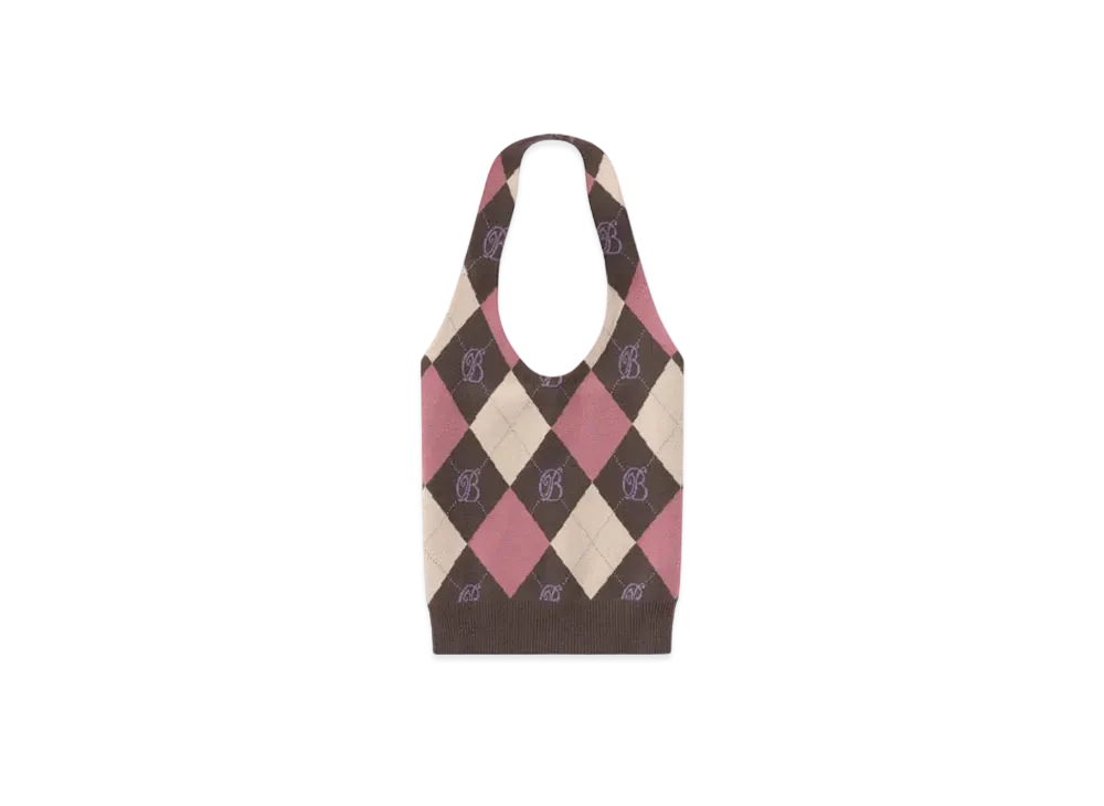 Blackeyepatch B Emblem Argyle Knit Halterneck "Pink"