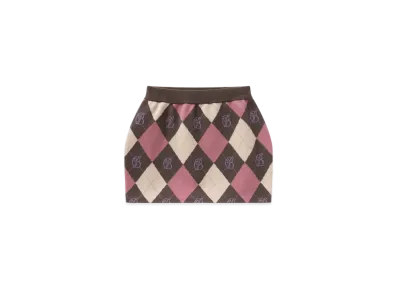 Blackeyepatch B Emblem Argyle Knit Mini Skirt "Pink"