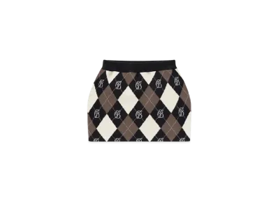 Blackeyepatch B Emblem Argyle Knit Mini Skirt "Black"