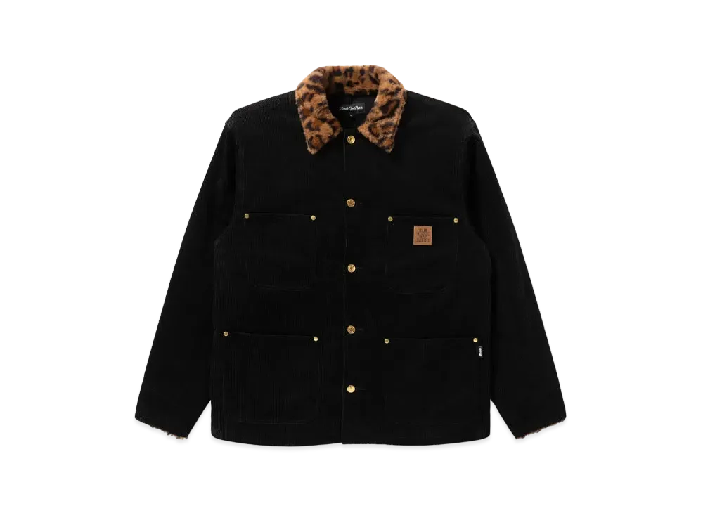 Blackeyepatch Corduroy Leopard Collared Coverall "Black"