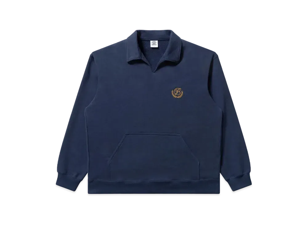 BlackEyePatch Royal B Emblem Collared Sweat Pullover "Navy"