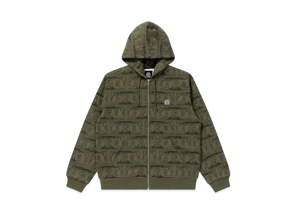 BlackEyePatch Dollar Bill Covered Zip Hoodie "Olive"
