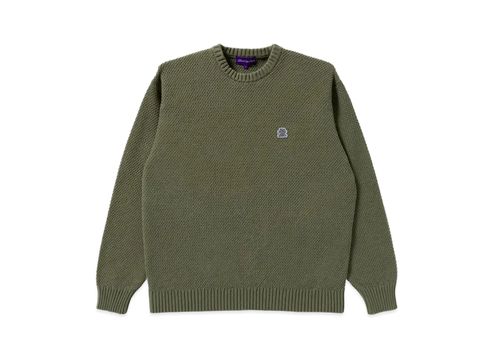 BlackEyePatch Small OG Label Waffle Knit Sweater "Olive"